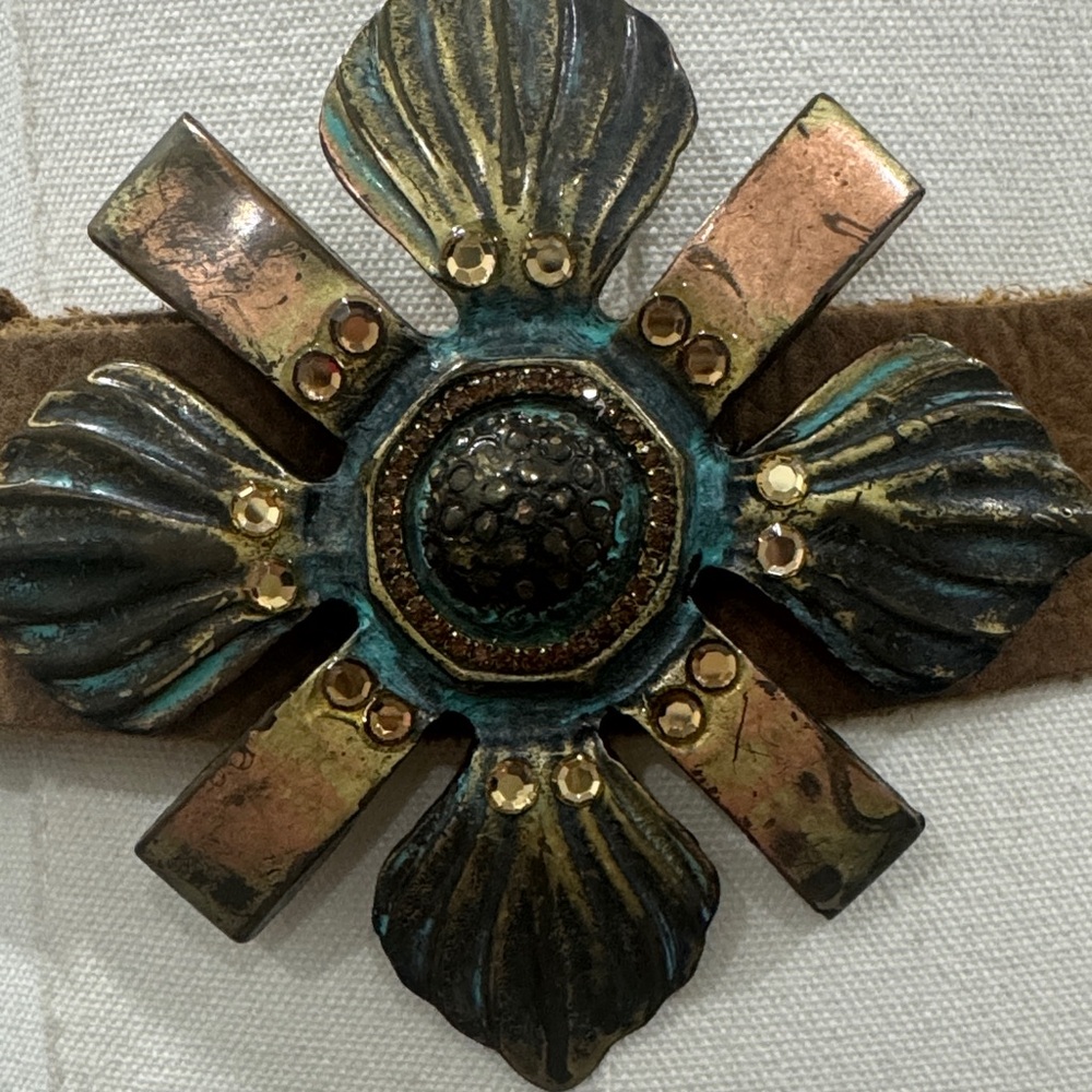 **Statement Belt Heavy Solid Brass & Copper Buckl… - image 4